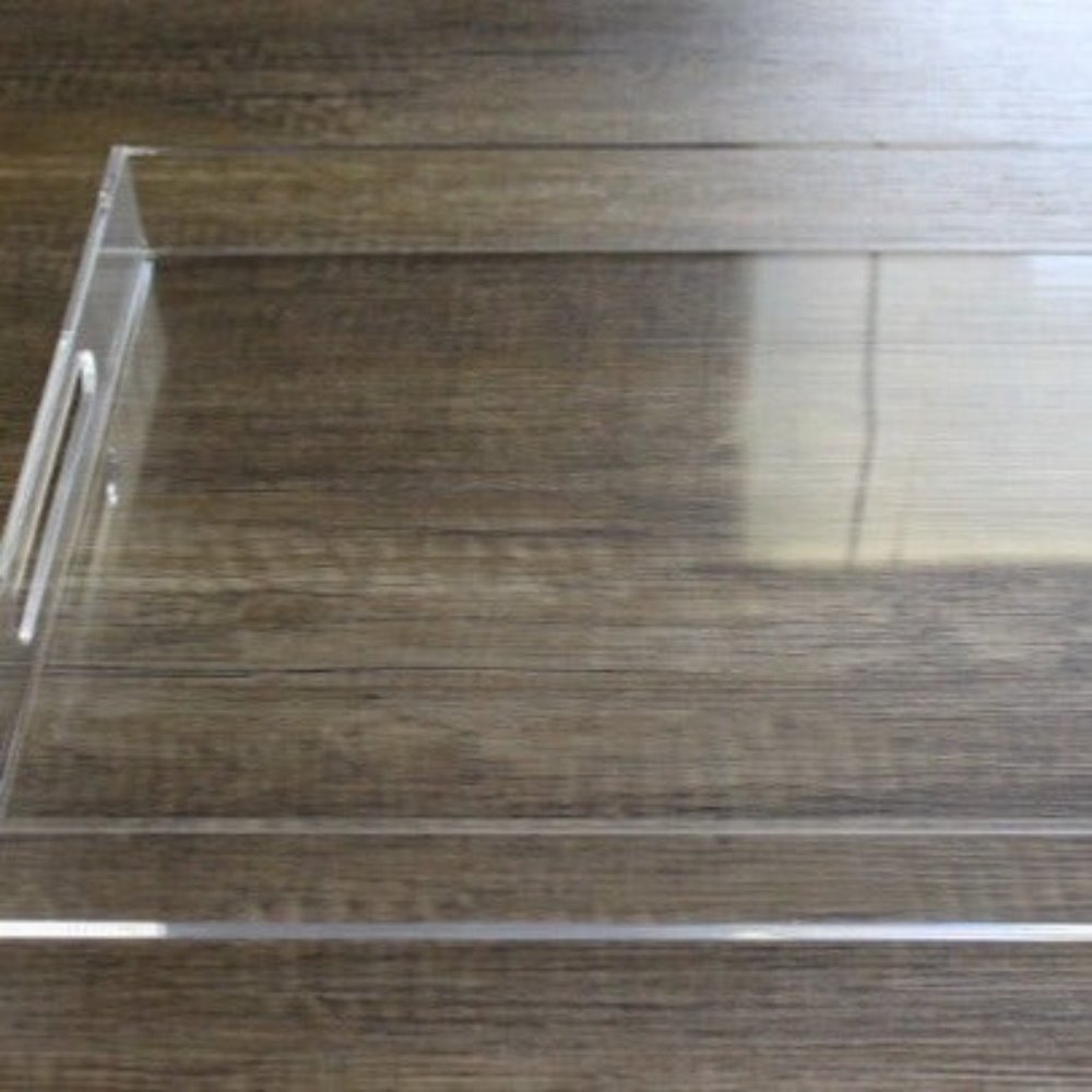 Acrylic Serving Tray 16x20 Inches -Spill Proof- Clear Decorative Tray